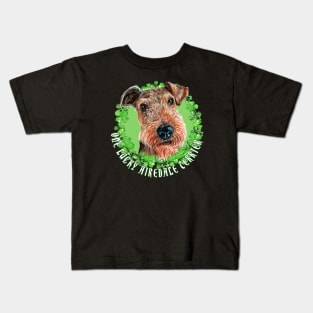 One Lucky Airedale Terrier Funny St. Patrick Dog Kids T-Shirt